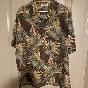 Caribbean Joe Men's Hawaiian Button Up Short Sleeve 100% Silk Shirt - Size XL